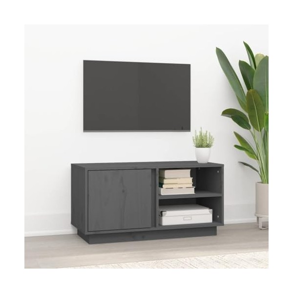 Meuble TV Gris 80x35x40,5 cm Bois de pin massif