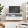 Meuble TV Blanc Brillant 102x36x50 cm Bois dingénierie - Meuble TV de Salon Banc Télé Industriel, Support Rangement Console 