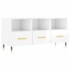 Meuble TV Blanc Brillant 102x36x50 cm Bois dingénierie - Meuble TV de Salon Banc Télé Industriel, Support Rangement Console 