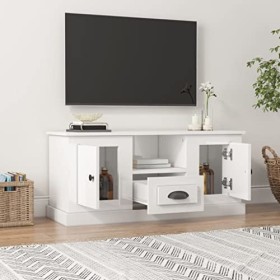 Générique Meuble TV Blanc Brillant 100x35,5x45 cm Bois dingénierie,22.7 KG,816458, Meubles, Meubles TV