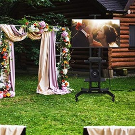 Yaheetech Support TV sur Pied pour Écran Plat LCD/LED 32 à 75 Pouces Universel Mobile avec Roues Charge Lourde pour Bureau, S