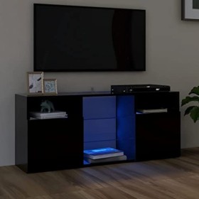 vidaXL Meuble TV avec Lumières LED Armoire Basse Centre de Divertissement Meuble Stéréo Salon Salle de Séjour Maison Intérieu
