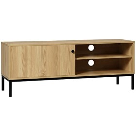 HOMCOM Meuble TV Banc TV Max. 50 Pouces 3 Compartiments 2 Passe-câbles avec Porte coulissante - dim. 120L x 39,5l x 46H cm