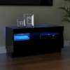 Tidyard Meuble TV avec Lumières LED Meuble TV Salon Banc TV Noir 80x35x40 cm