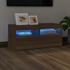 Hovothy Meuble TV avec Lumières LED RVB Chêne Marron 90x35x40 cm Bois dingénierie Résistance à lhumidité Armoire Stéréo Gra