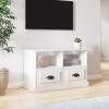 Meuble TV Blanc Brillant 80x35x50 cm Bois dingénierie - Meuble TV, Armoire Basse Centre, Support Télé pour Salon Chambre,