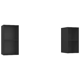 Meubles TV muraux 2 pcs Noir Aggloméré - Meuble TV, Armoire Basse Centre, Support Télé pour Salon Chambre,