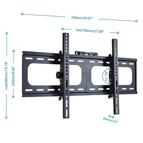 UNHO Support Murale TV, Support TV Murale pour Fixé pour Écrans Plats LED LCD Plasma 26-75 Pouces, Fixation TV Murale Ultra M