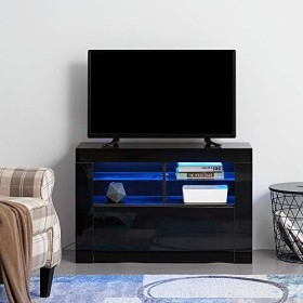 Panana Meuble TV LED en MDF avec 5 Compartiments de Stockage sur Salle de Séjour, Salon et Chambre à Coucher, 100 x 35 x 65 c