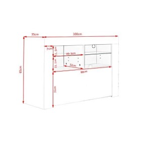 Panana Meuble TV LED en MDF avec 5 Compartiments de Stockage sur Salle de Séjour, Salon et Chambre à Coucher, 100 x 35 x 65 c