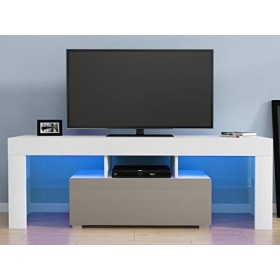 panana Anaelle Meuble TV avec LED en Verre sur Salle de Séjour, Salon et Chambre à Coucher etc, Taile: 130 x 35 x 45 cm, Poid