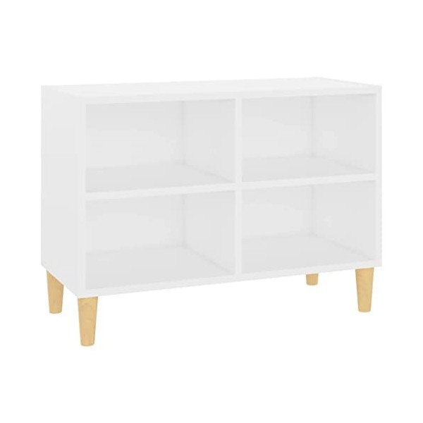 Maxspace TV Meuble, Meuble Tele, Meuble TV Chambre, Meuble TV Iindustrielavec Pieds en Bois Massif Blanc 69,5x30x50 cmConvien