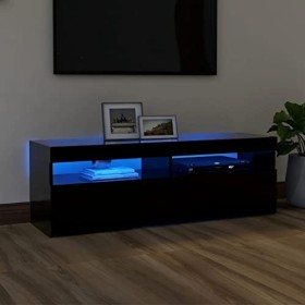 vidaXL Meuble TV avec Lumières LED Armoire Basse Centre de Divertissement Meuble Stéréo Salon Salle de Séjour Maison Intérieu