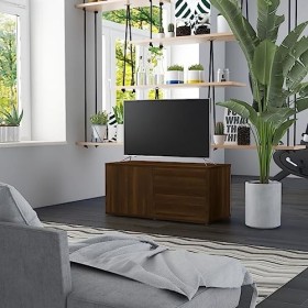 Annlera Meuble TV Chêne Marron 80x34x36 cm Bois dingénierie Classique Banc TV Décorer Pièce Minimaliste Armoire TV Fonction 