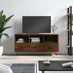 CIADAZ Meuble TV chêne Marron 102x36x50 cm Bois dingénierie,Table Television Salon,Meuble Télé Haut,Meuble TV Haut